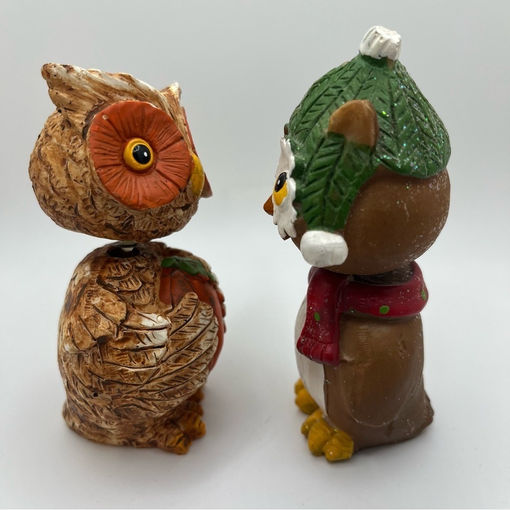 Two adorable hand painted owl bobble head figurines. - Picture 3 of 10
